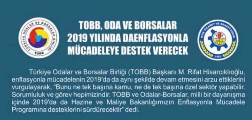 TOBB ODA BORSALAR 2019 YILINDA ENFLASYONLA MÜCADELEYE DESTEK VERECEK