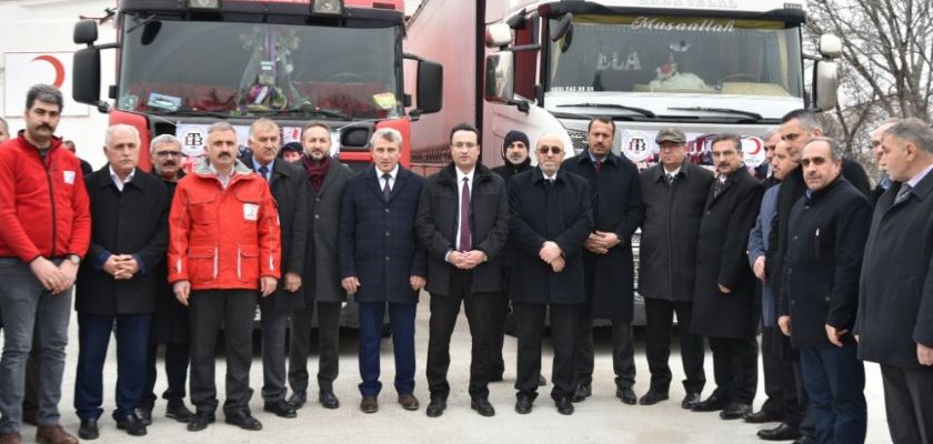 ELAZIĞ TİCARET BORSASI VE  KIZILAY'IN ORTAK YÜRÜTTÜĞÜ ''AYNİ YARDIM KAMPANYASI ''KAPSAMINDA 2 ADET TIR YOLA ÇIKTI.